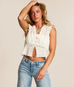 Tops | Free People Day Dreamer Eyelet Tank Top Ivory