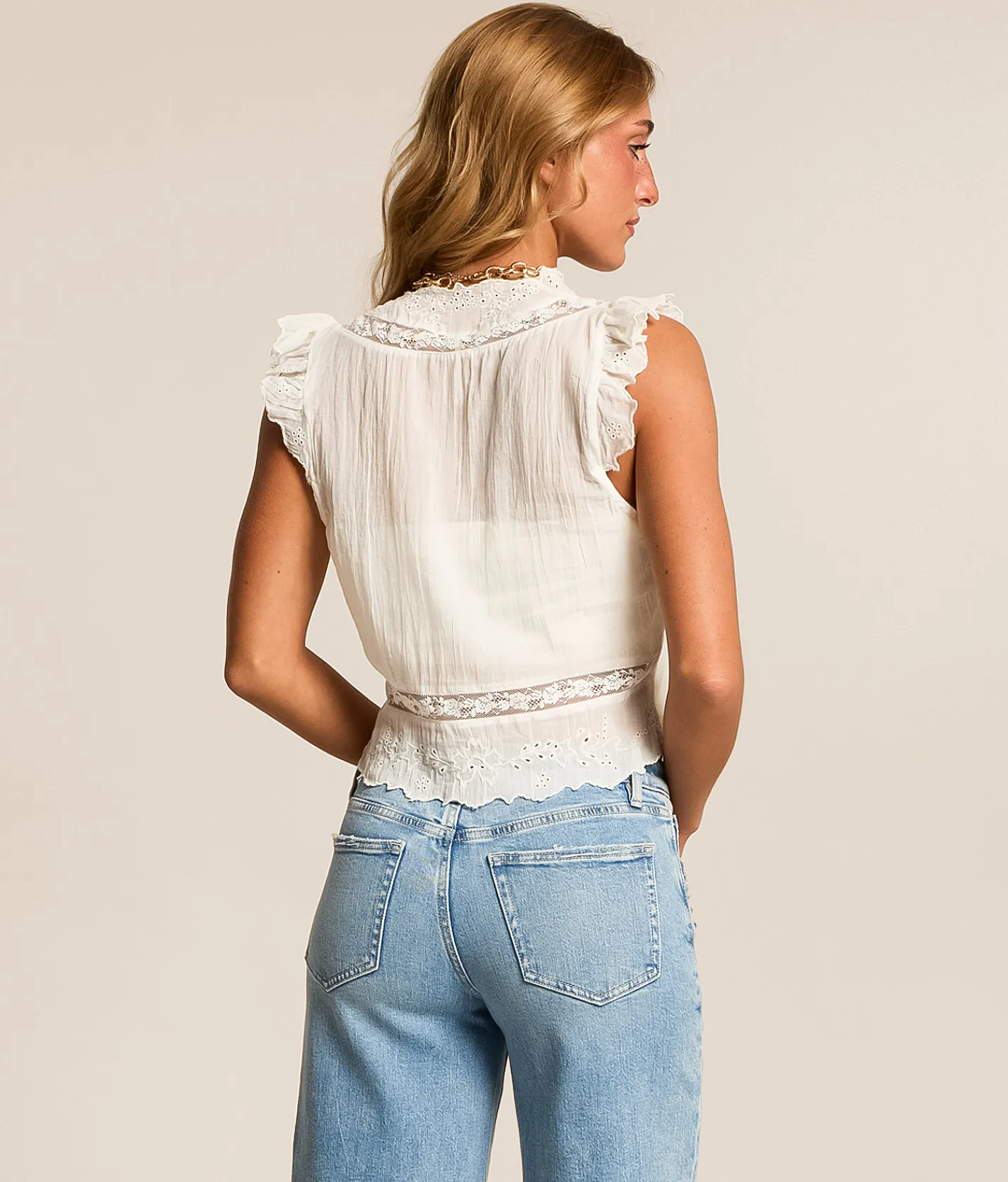 Tops | Free People Day Dreamer Eyelet Tank Top Ivory