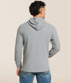 RVCA Dayshift Thermal Henley Hoodie Grey Heather Clearance