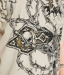 Affliction Deadly Menace T-Shirt Sand Lava Wash New
