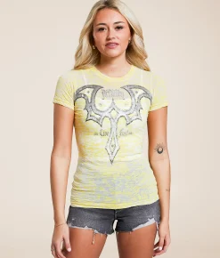 Affliction Death Blade Burnout T-Shirt Buttercup Burnout