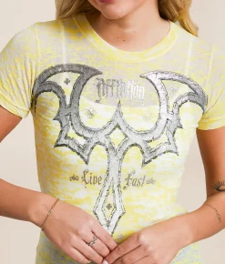 Affliction Death Blade Burnout T-Shirt Buttercup Burnout
