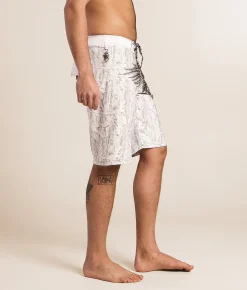 Bottoms|Swimwear | Affliction Death Eyes Stretch Boardshort White