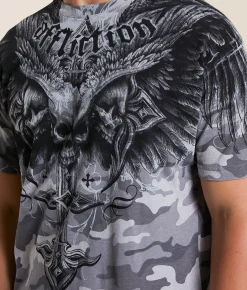 Tops | Affliction Death Eyes T-Shirt Grey Camo Lava Wash