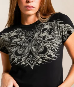 Affliction Death Slayer Cropped T-Shirt Black New