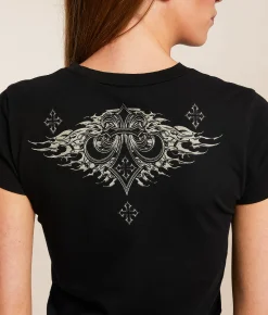Affliction Death Slayer Cropped T-Shirt Black New
