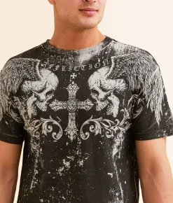 Graphic T-Shirts | Affliction Death Trial Reversible T-Shirt Silver Lava Wash