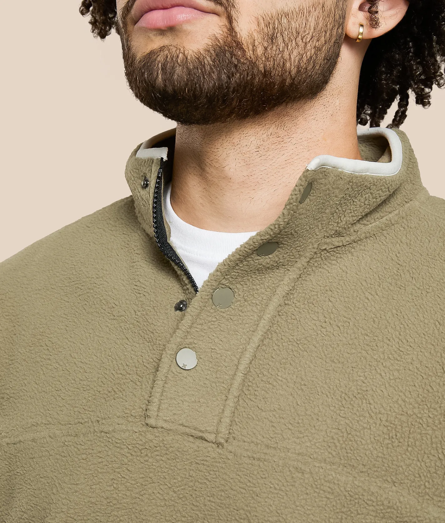 Tops | Hurley Debossed Blocked Quarter Snap Pullover Army