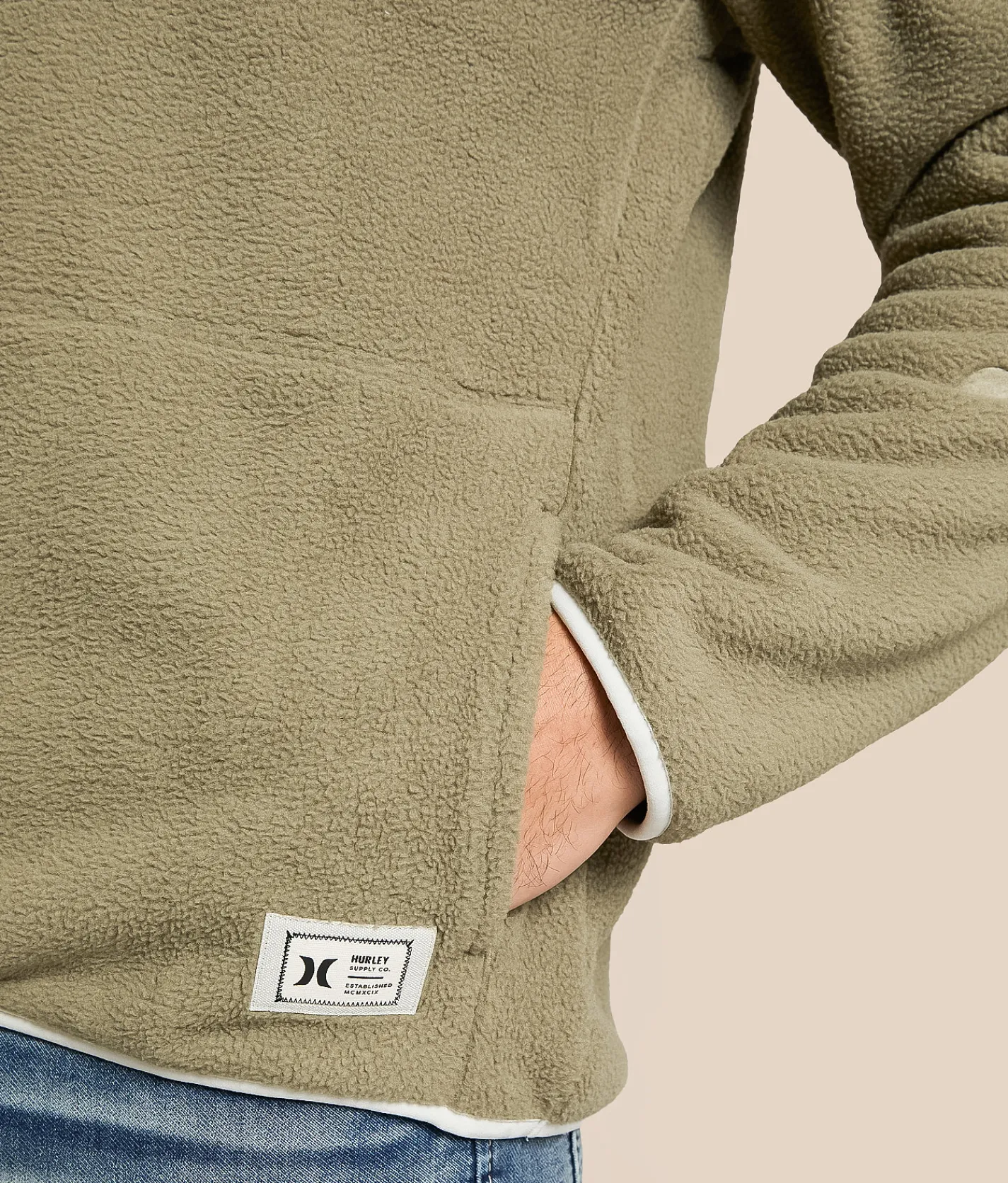 Tops | Hurley Debossed Blocked Quarter Snap Pullover Army