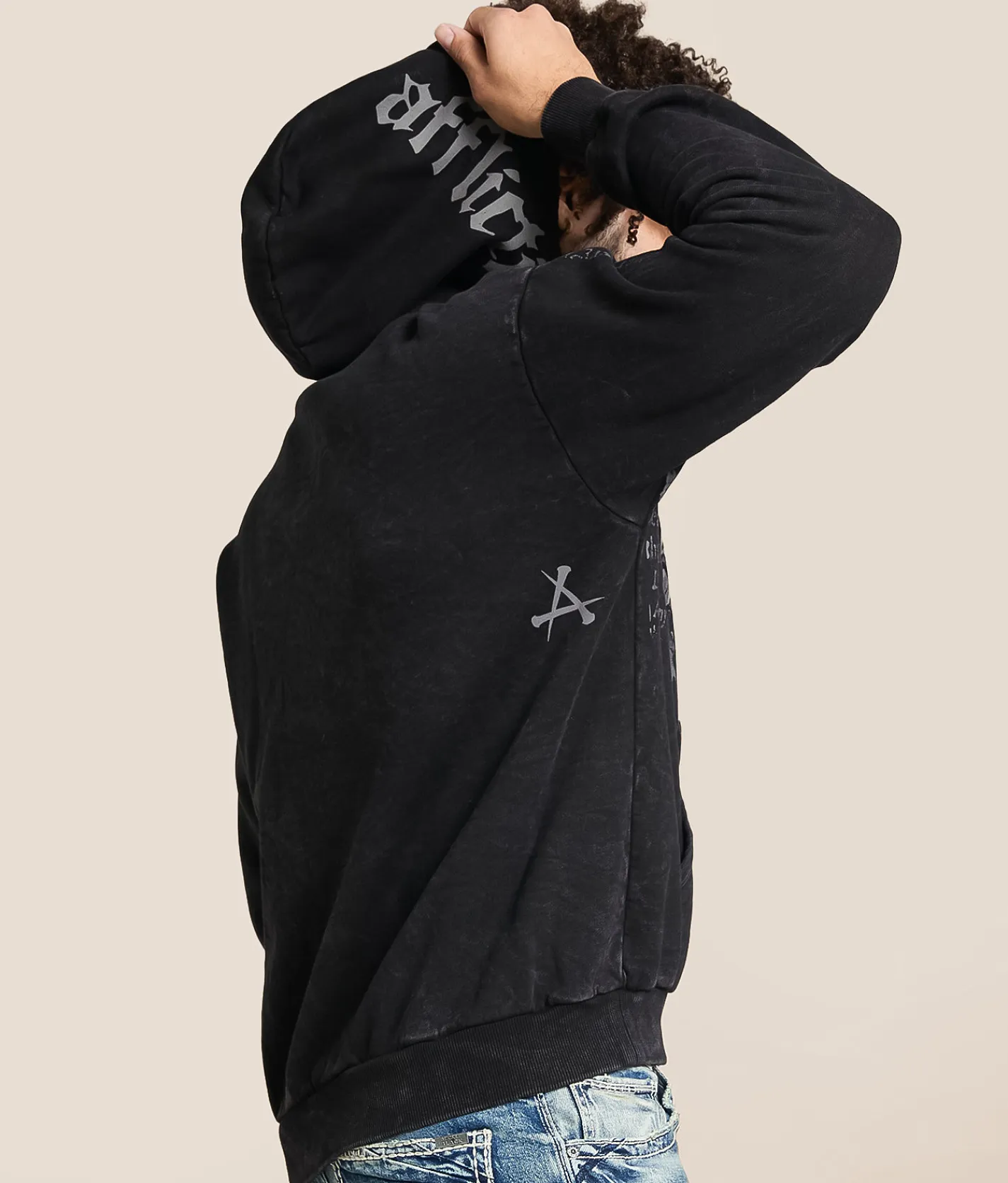Affliction Decimation Hooded Sweatshirt Black Lava Wash Best