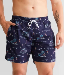 Bottoms|Swimwear | Trunks Surf & Swim Co. Deep Sea Charter Swim Trunks Marine