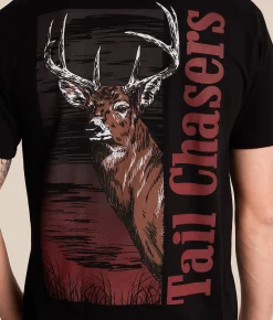 Tops|Graphic T-Shirts | Tail Chasers Club Deer Stance T-Shirt Black
