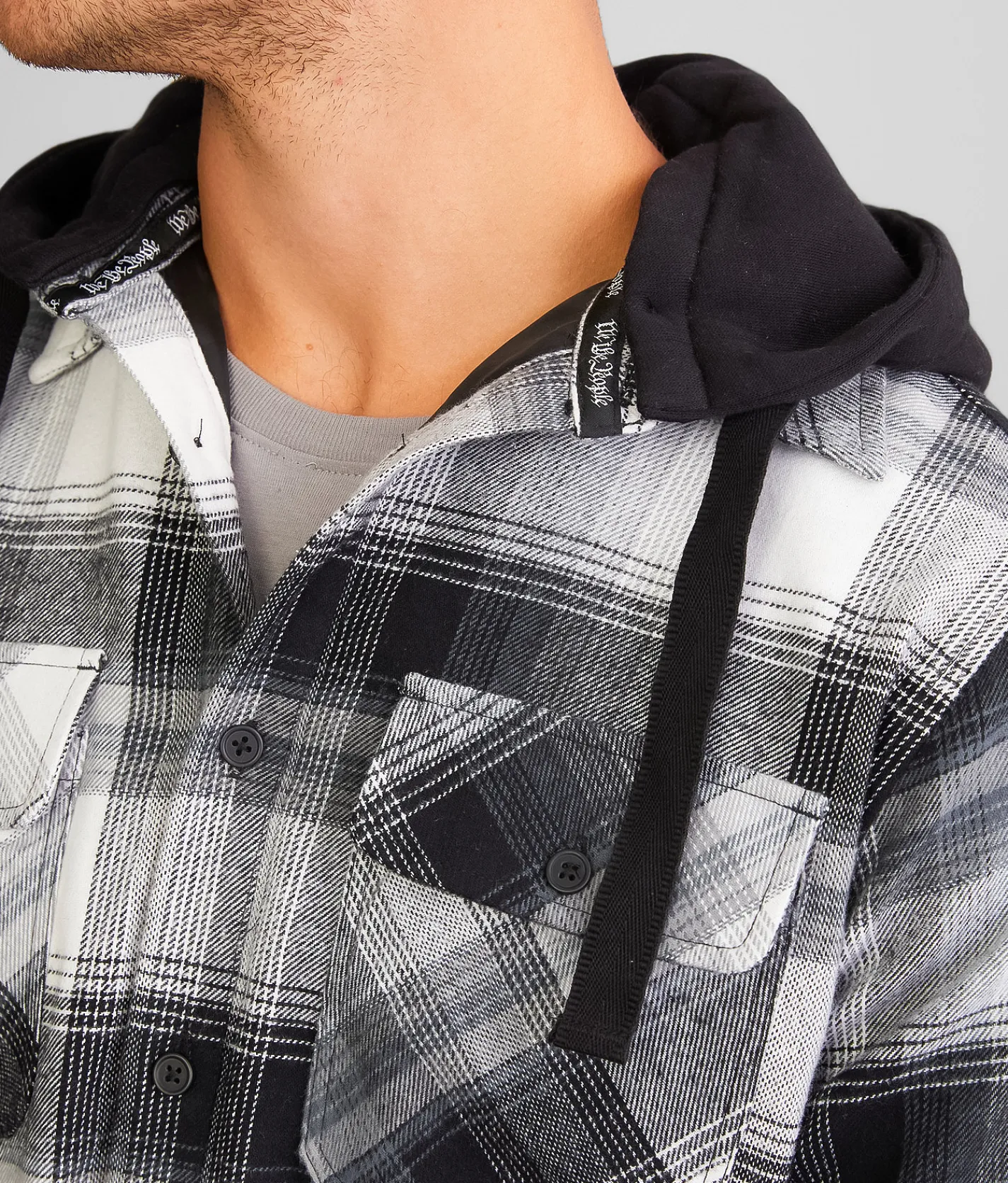 Coats & Jackets | Howitzer Defend Hooded Flannel Shacket Black White