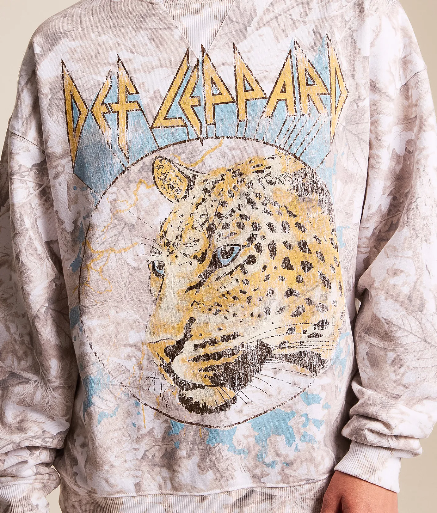 Tops | Goodie Two Sleeves Def Leppard Band Oversized Pullover Camo