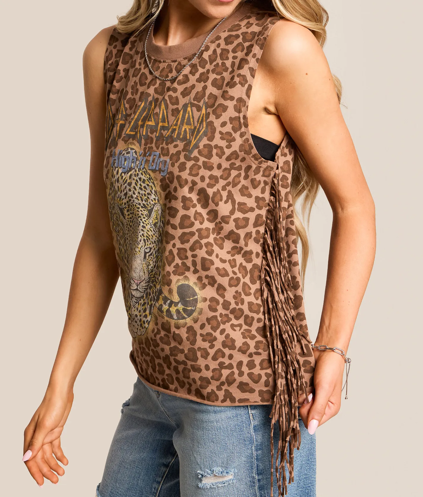 Tops | Goodie Two Sleeves Def Leppard Band Tank Top Leopard