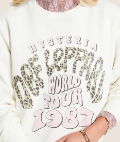 Cactus & Pearl Def Leppard Oversized Band Pullover Marshmellow Hot