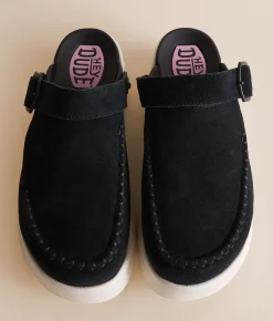 Shoes | HEYDUDE™ Delray Suede Clog Black Egret