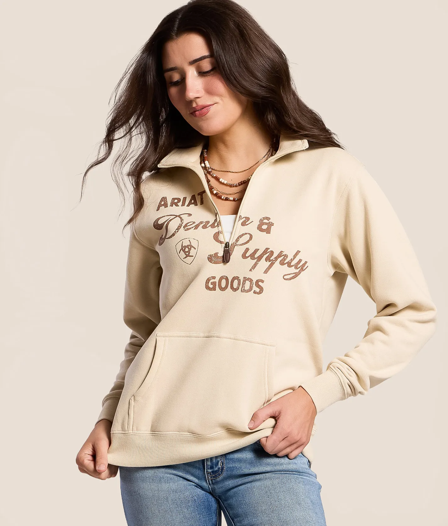 Ariat Denim & Supply Oversized Pullover Oyster Grey Discount