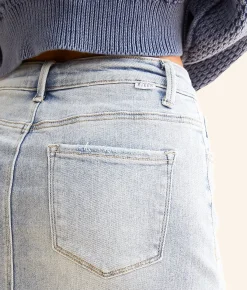 Bottoms | Risen Denim Maxi Stretch Skirt Light