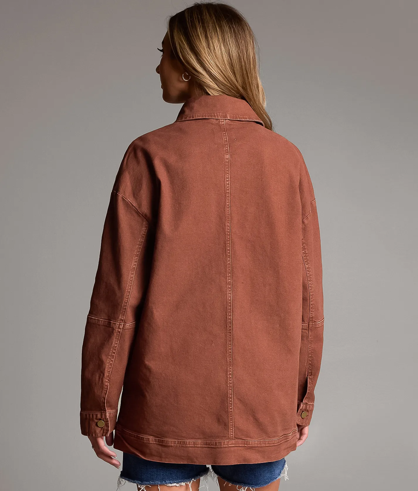 BKE Denim Stretch Barn Jacket Washed Brown Discount