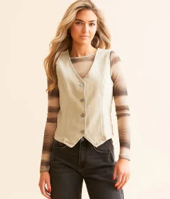 Tops|Coats & Jackets | Risen Denim Stretch Vest Acid Pink