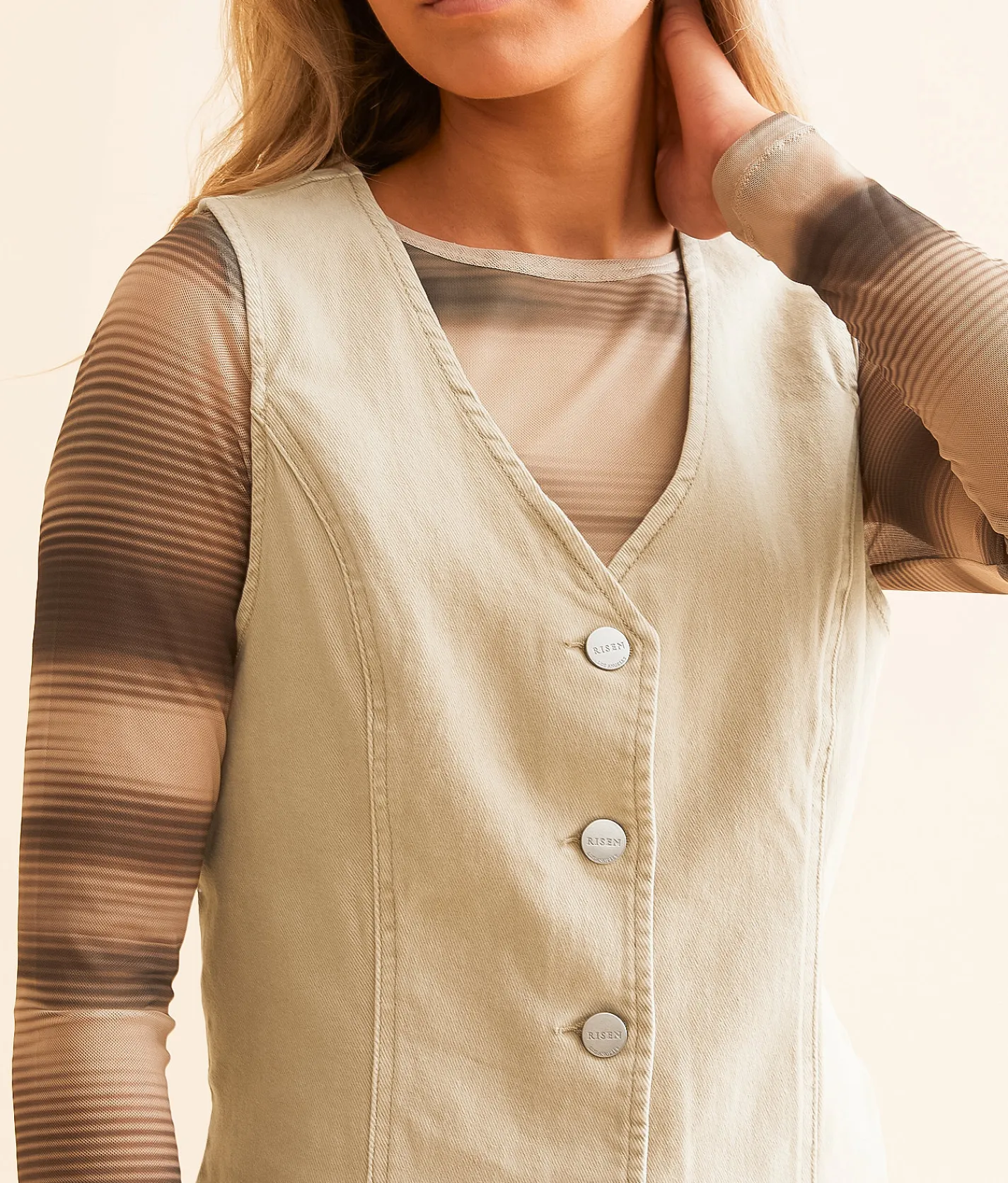 Tops|Coats & Jackets | Risen Denim Stretch Vest Acid Pink