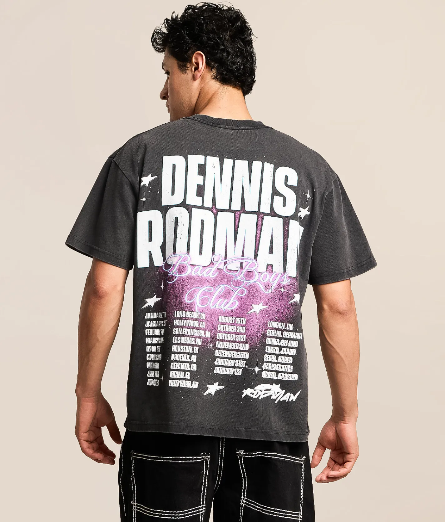 Tops|Graphic T-Shirts | ID Supply Co. Dennis Rodman T-Shirt Washed Black