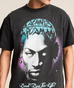 Tops|Graphic T-Shirts | ID Supply Co. Dennis Rodman T-Shirt Washed Black