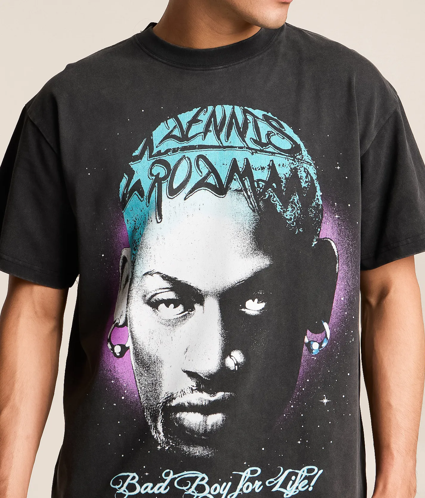 Tops|Graphic T-Shirts | ID Supply Co. Dennis Rodman T-Shirt Washed Black