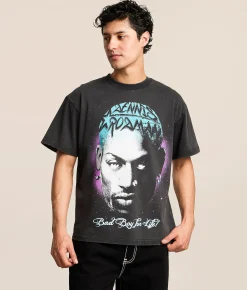 Tops|Graphic T-Shirts | ID Supply Co. Dennis Rodman T-Shirt Washed Black
