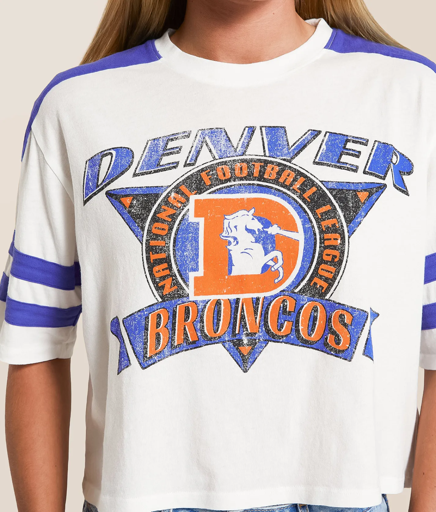 Tops | Junkfood Denver Broncos Cropped T-Shirt Vintage White Licorice