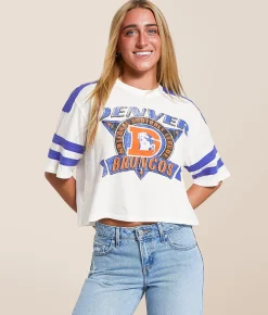 Tops | Junkfood Denver Broncos Cropped T-Shirt Vintage White Licorice