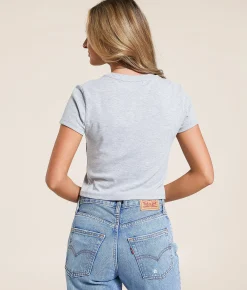 Tops | Junkfood Denver Broncos Sideline Baby Cropped T-Shirt Heather Grey