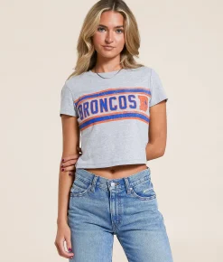 Tops | Junkfood Denver Broncos Sideline Baby Cropped T-Shirt Heather Grey