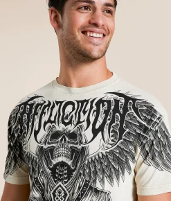 Tops|Graphic T-Shirts | Affliction Descending Crown T-Shirt Sand Heavy Lava Wash