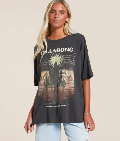 Tops | Billabong Desert Break Oversized T-Shirt Off Black