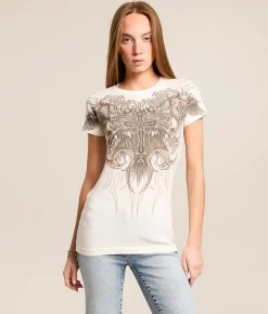 Tops | Affliction Desperate Saint T-Shirt Antique White