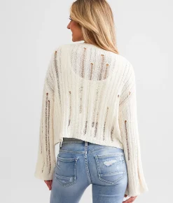 Hyfve Destructed Cardigan Sweater Blue New
