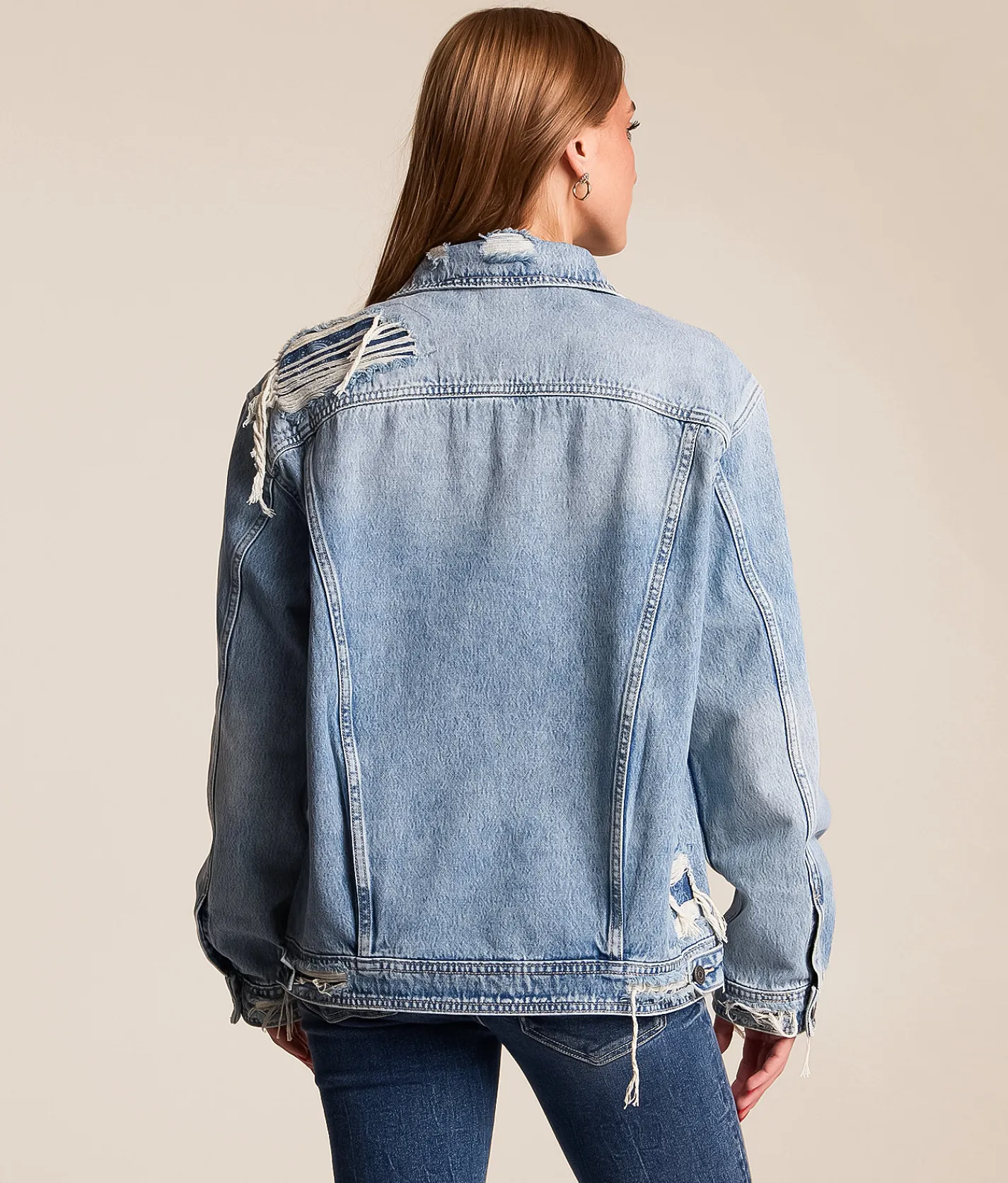 HIDDEN Destructed Denim Jacket Light Wash Hot
