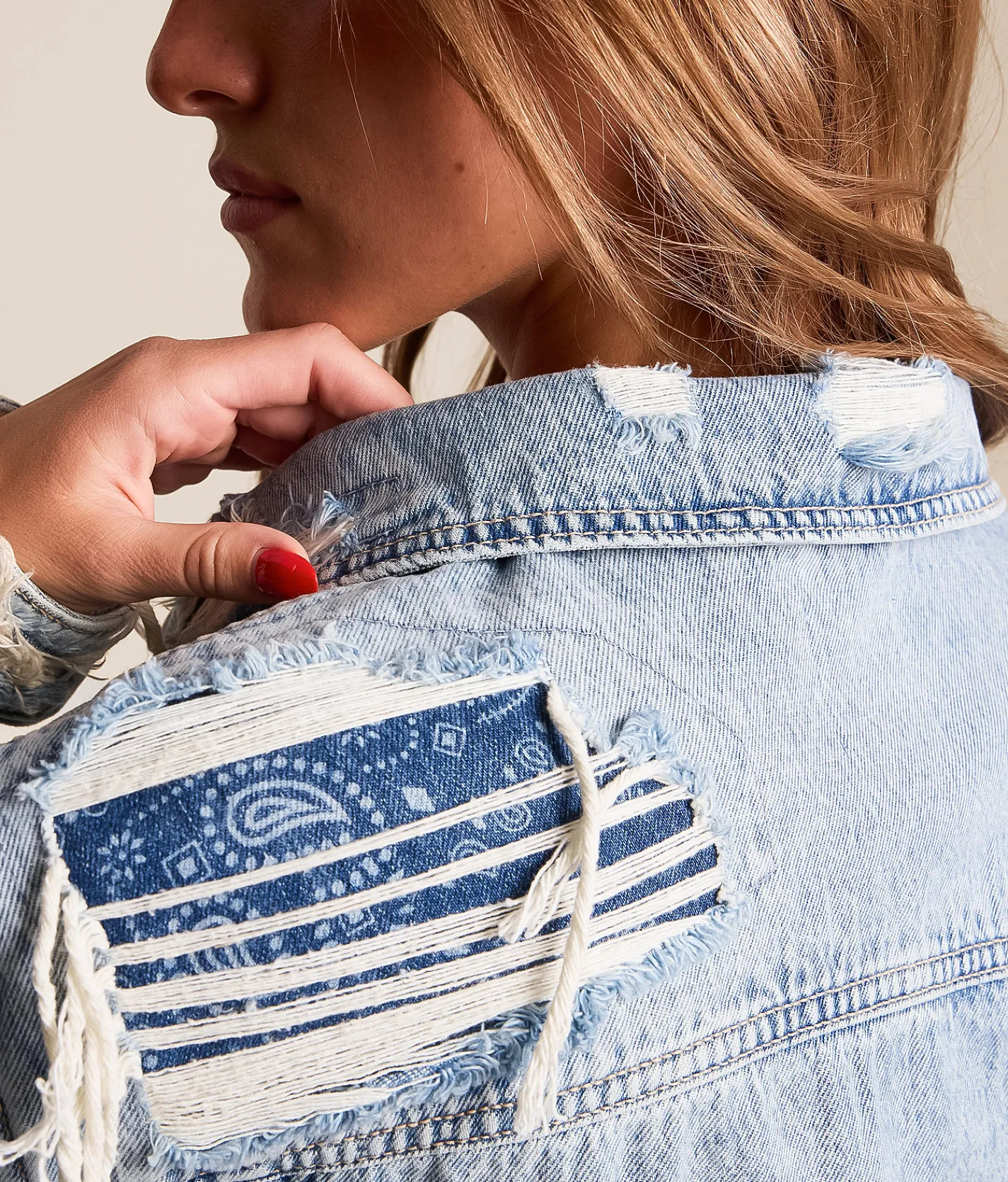 HIDDEN Destructed Denim Jacket Light Wash Hot