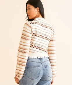 Gilded Intent Destructed Mixed Print Sweater Cream Rust Best