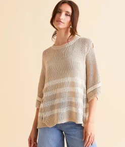 Tops | Hyfve Destructed Stripe Sweater Navy Cream