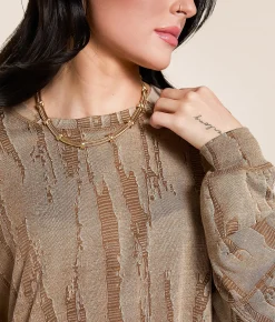 Tops | Gilded Intent Destructed Top Brown