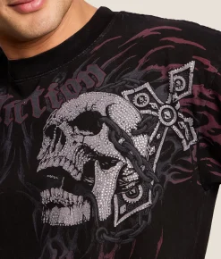 Graphic T-Shirts | Affliction Destruction T-Shirt Black Lava Wash