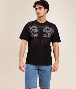 Affliction Destruction T-Shirt Black Lava Wash Discount