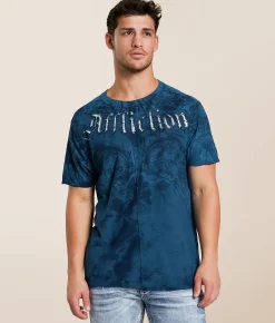 Tops|Graphic T-Shirts | Affliction Detail T-Shirt Aegean Blue Tea Stain