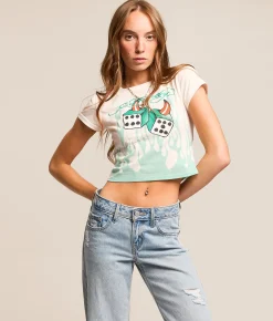 Ed Hardy Deviled Dice Baby Cropped T-Shirt Ivory