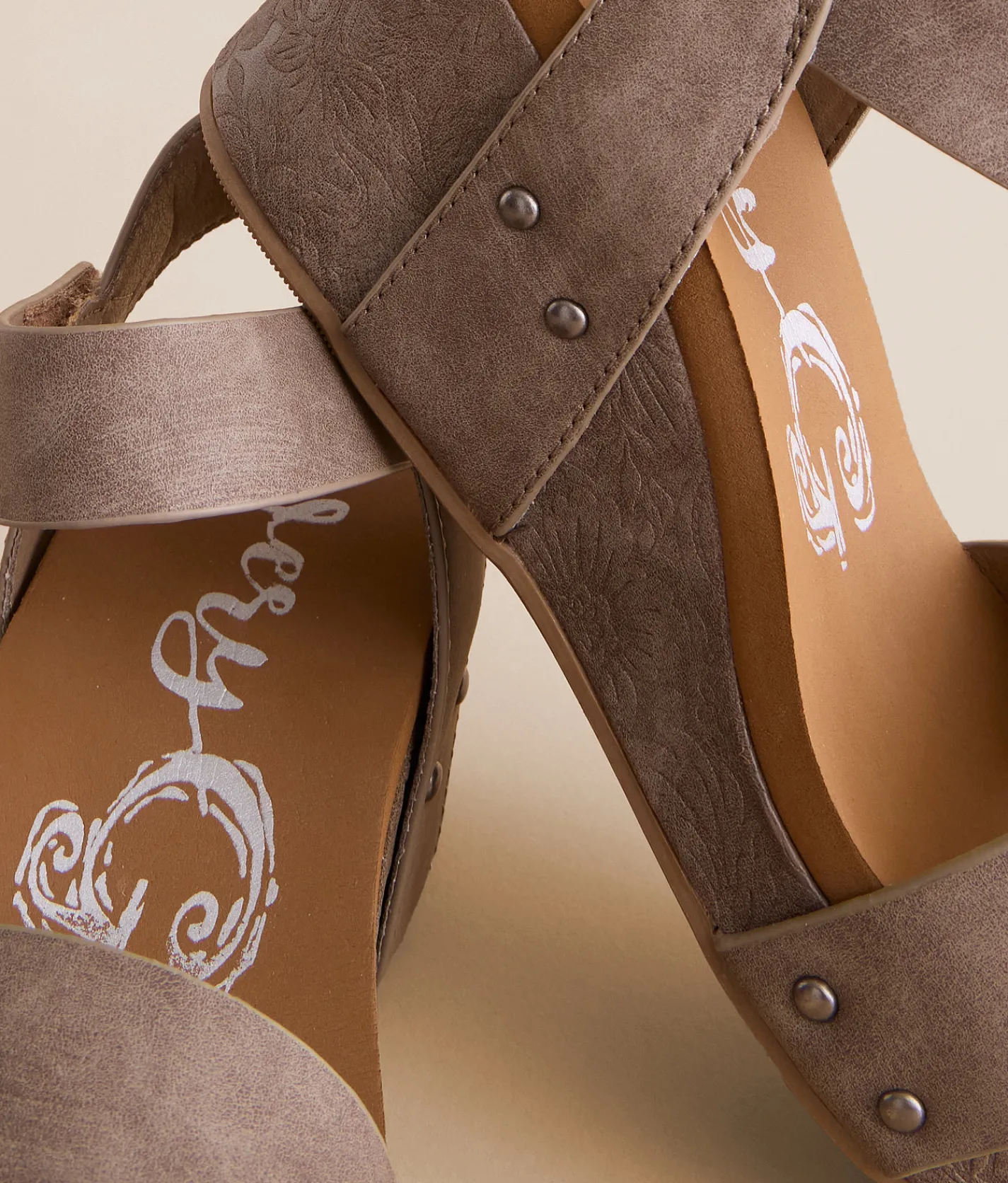 Shoes | Very G Devon Embossed Wedge Sandal Taupe
