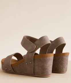 Shoes | Very G Devon Embossed Wedge Sandal Taupe