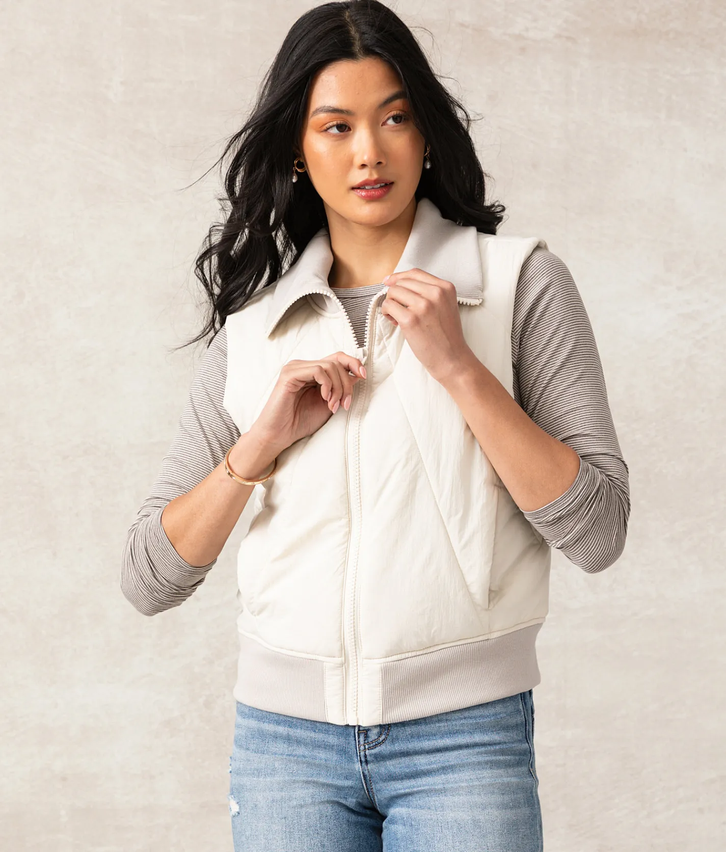 Tops|Coats & Jackets | Buckle Black Devon Puffer Vest Stone